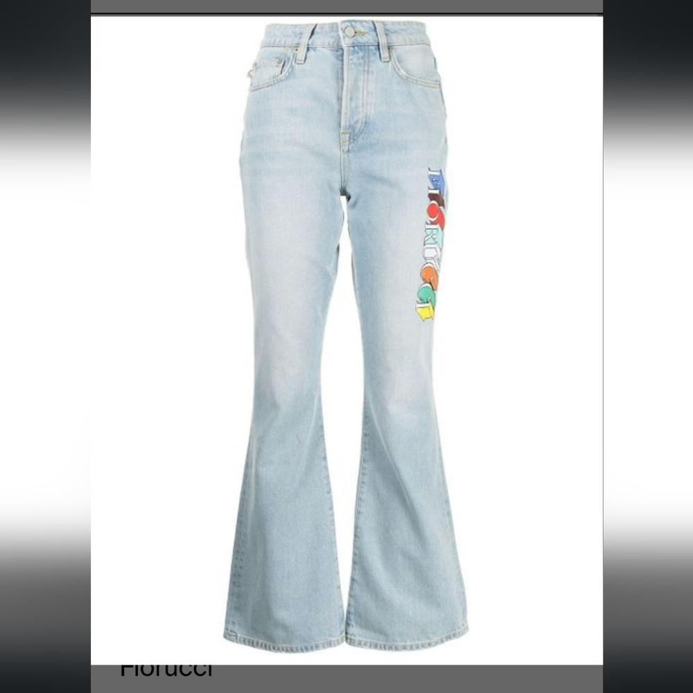 FIORUCCI women's jeans, waist 29, length 31, light blue wash, high rise, flared.